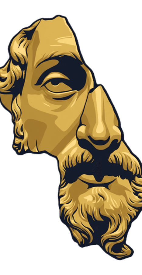 Roman statue representing the fusion of ancient wisdom and modern innovation